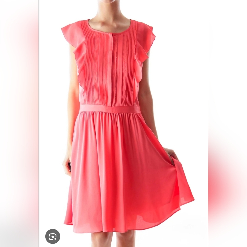 BR Banana Republic Coral Ruffle Dress